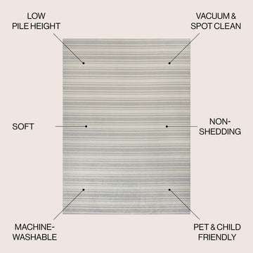 Fawning Two-tone Striped Classic Low-pile Machine-washable Area Rug